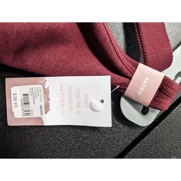 Cacique The Cotton Collection 48DDD Cotton Burgundy Unlined Full Coverage Unline - Picture 3 of 5